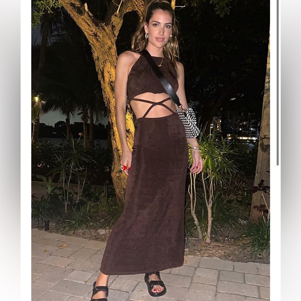 DISSH Brown The Deja Knit Cut Out Midi Dress Size 6